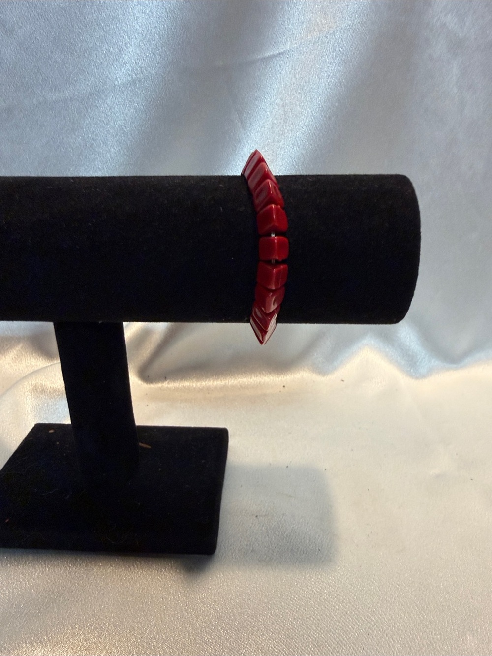 Source Unknown Red Beaded Stretch Bracelet